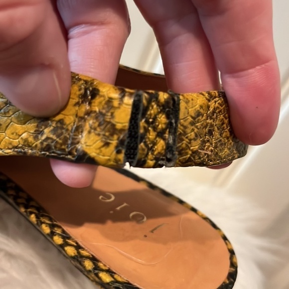 JOIE Rines mustard yellow/ black snakeskin print slingback pointed heel sz 38.5 - Picture 14 of 14